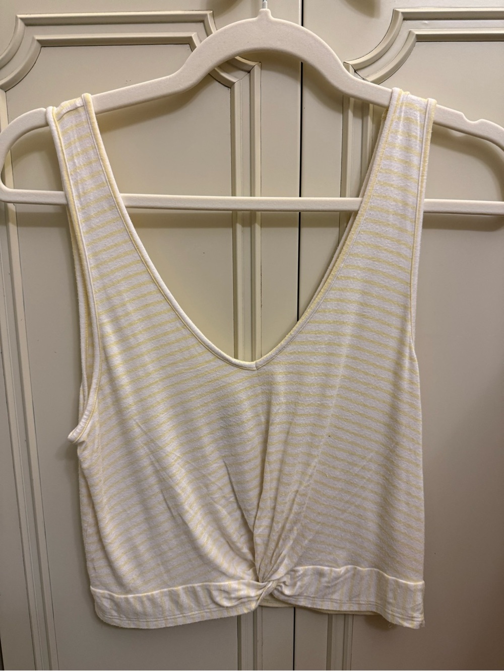 Me to We Yellow and White Striped Knit Tank Top size medium